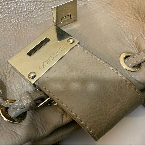 Jimmy Choo [Authentic] Ryad Sandy Brown Leather Flip Lock Crossbody Bag - Picture 12 of 16